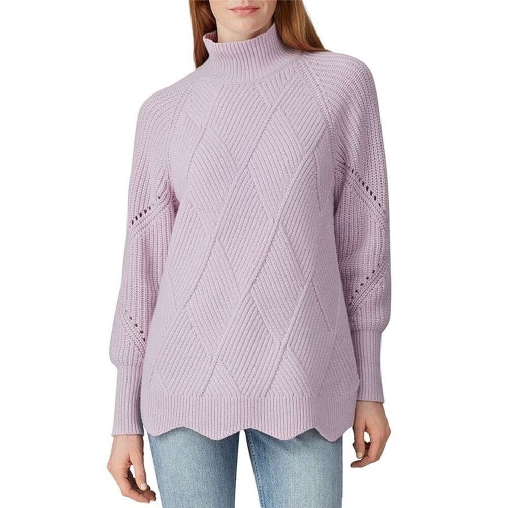 Rebecca‎ Taylor Sweater Knit Wool Mock Neck Lavender Purple Size M